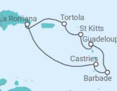 Itinéraire -  Sainte Lucie, Barbade, Guadeloupe, San Cristobal y Nieves, Iles Vierges Britanniques - Costa Croisières