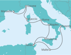 Itinéraire -  Malte, Tunisie, Italie, France - Boissons incluses - Costa Croisières