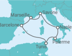 Itinéraire -  Italie, Tunisie, Espagne - Costa Croisières