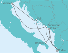 Itinéraire -  Croatie, Grèce, Monténégro, Italie - vols inclus - MSC Croisières