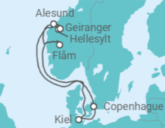 Itinéraire -  Danemark, Norvège - vols inclus - MSC Cruceros