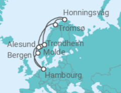 Itinéraire -  Norvège - vols inclus - MSC Croisières