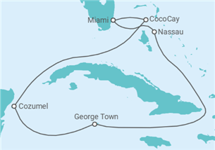 Itinéraire -  Miami, Mexique, Iles Caiman et Bahamas - Celebrity Cruises