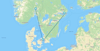 Stockholm, Copenhague et Oslo en avion