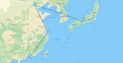 Tokyo, Kyoto, Osaka, Séoul, Pékin, Shanghai et Hong Kong